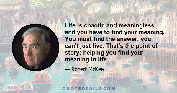 Life is chaotic and meaningless, and you have to find your meaning. You must find the answer, you can't just live. That's the point of story: helping you find your meaning in life.