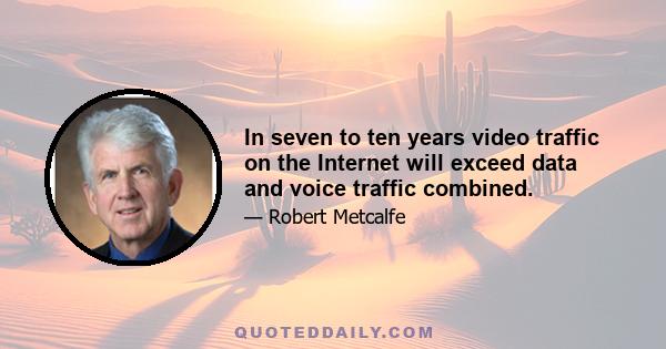 In seven to ten years video traffic on the Internet will exceed data and voice traffic combined.