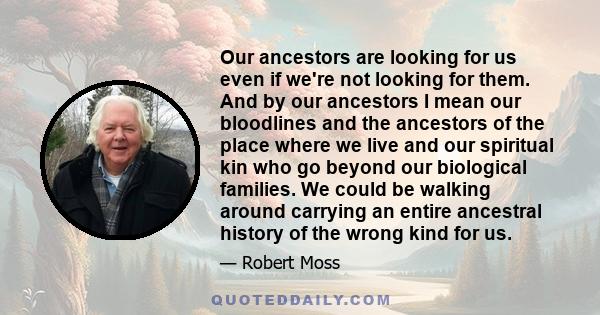 Our ancestors are looking for us even if we're not looking for them. And by our ancestors I mean our bloodlines and the ancestors of the place where we live and our spiritual kin who go beyond our biological families.