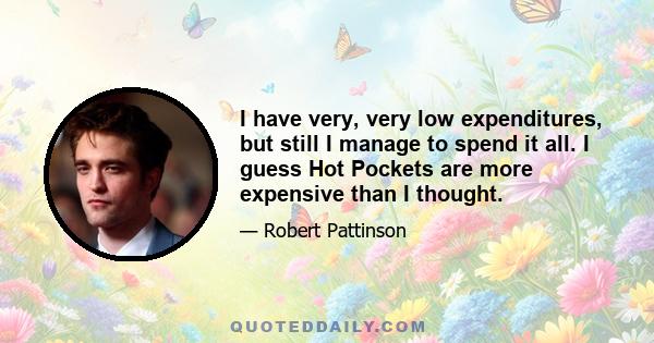 I have very, very low expenditures, but still I manage to spend it all. I guess Hot Pockets are more expensive than I thought.