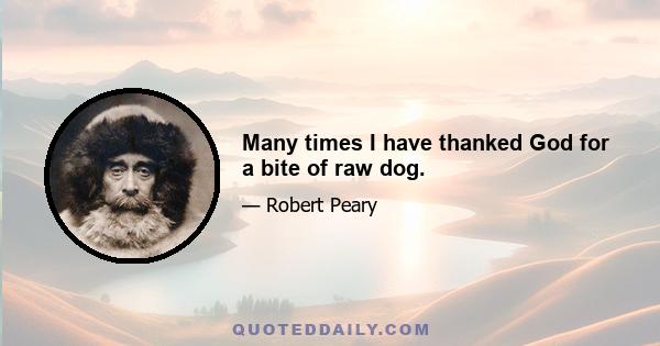 Many times I have thanked God for a bite of raw dog.