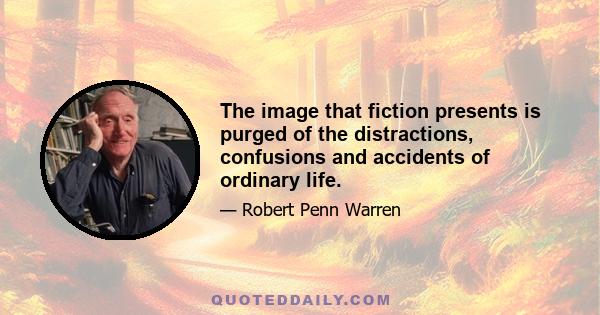 The image that fiction presents is purged of the distractions, confusions and accidents of ordinary life.