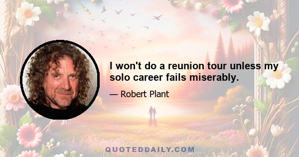 I won't do a reunion tour unless my solo career fails miserably.