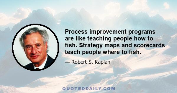 Process improvement programs are like teaching people how to fish. Strategy maps and scorecards teach people where to fish.