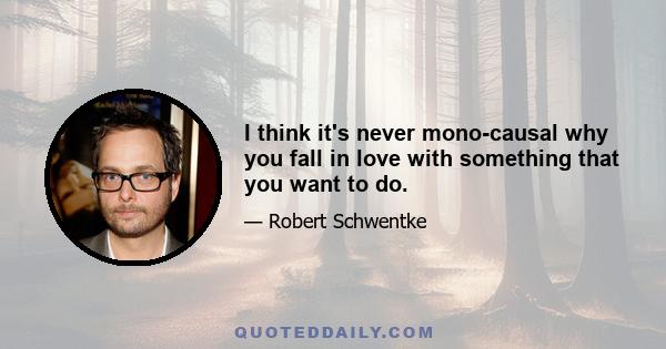 I think it's never mono-causal why you fall in love with something that you want to do.