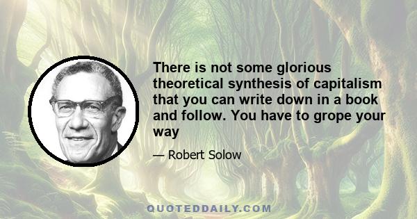 There is not some glorious theoretical synthesis of capitalism that you can write down in a book and follow. You have to grope your way