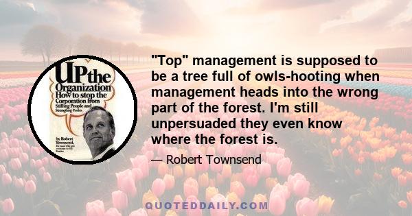 Top management is supposed to be a tree full of owls-hooting when management heads into the wrong part of the forest. I'm still unpersuaded they even know where the forest is.