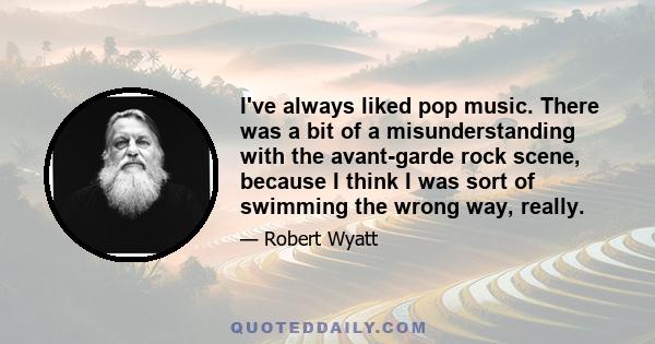 I've always liked pop music. There was a bit of a misunderstanding with the avant-garde rock scene, because I think I was sort of swimming the wrong way, really.