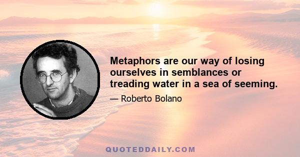 Metaphors are our way of losing ourselves in semblances or treading water in a sea of seeming.