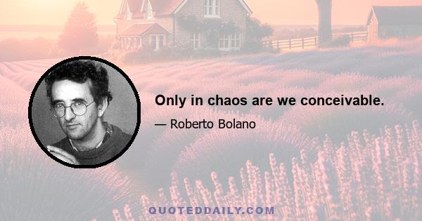 Only in chaos are we conceivable.