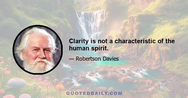 Clarity is not a characteristic of the human spirit.