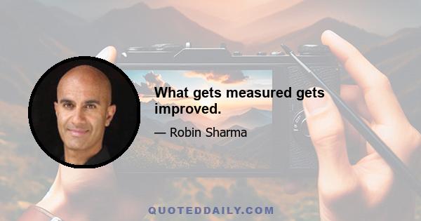 What gets measured gets improved.