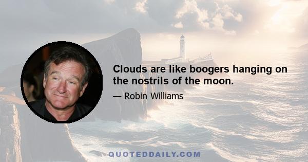 Clouds are like boogers hanging on the nostrils of the moon.