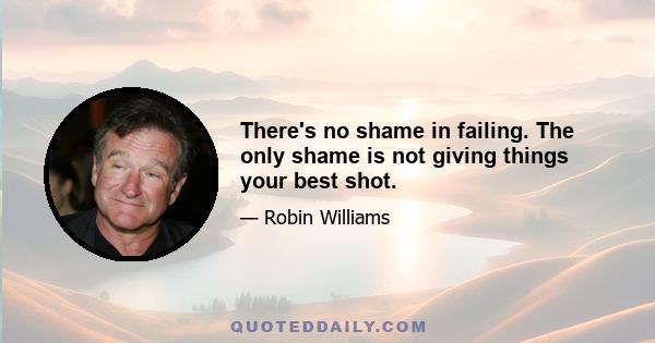 There's no shame in failing. The only shame is not giving things your best shot.