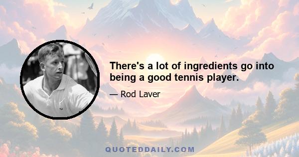 There's a lot of ingredients go into being a good tennis player.