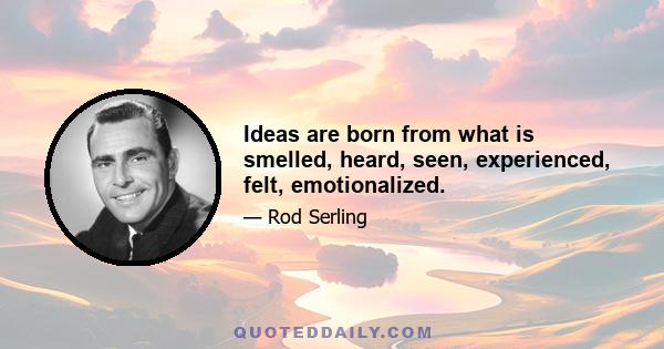 Ideas are born from what is smelled, heard, seen, experienced, felt, emotionalized.