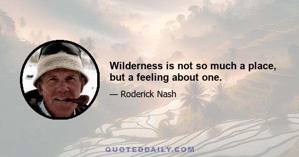 Wilderness is not so much a place, but a feeling about one.