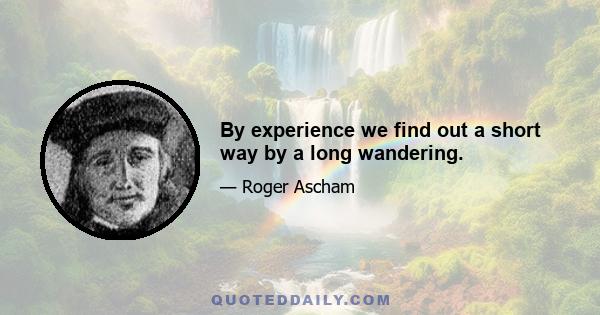 By experience we find out a short way by a long wandering.