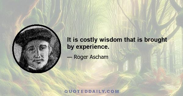 It is costly wisdom that is brought by experience.