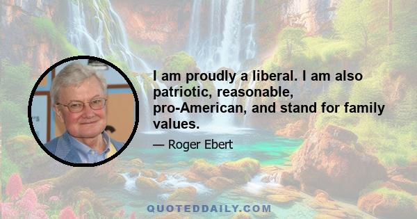 I am proudly a liberal. I am also patriotic, reasonable, pro-American, and stand for family values.