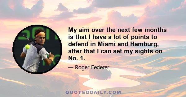 My aim over the next few months is that I have a lot of points to defend in Miami and Hamburg, after that I can set my sights on No. 1.