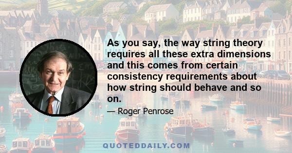 As you say, the way string theory requires all these extra dimensions and this comes from certain consistency requirements about how string should behave and so on.