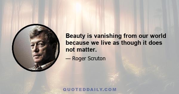 Beauty is vanishing from our world because we live as though it does not matter.