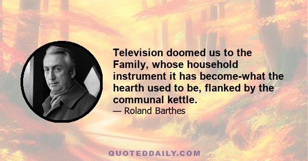 Television doomed us to the Family, whose household instrument it has become-what the hearth used to be, flanked by the communal kettle.