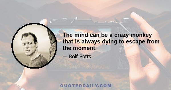 The mind can be a crazy monkey that is always dying to escape from the moment.