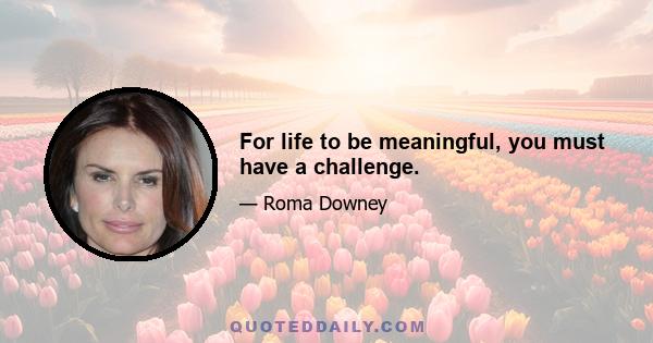 For life to be meaningful, you must have a challenge.