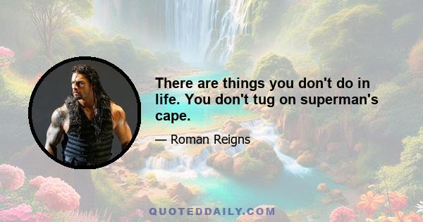 There are things you don't do in life. You don't tug on superman's cape.