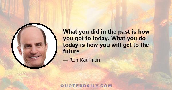 What you did in the past is how you got to today. What you do today is how you will get to the future.