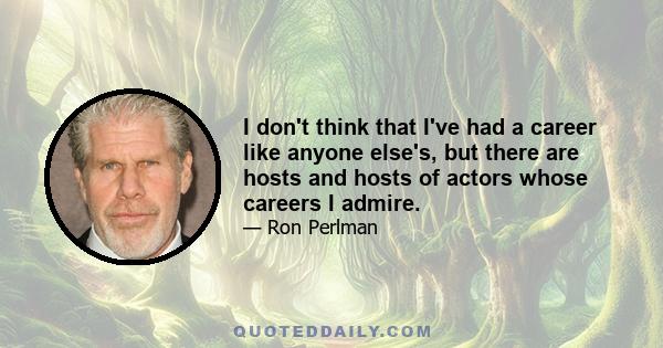 I don't think that I've had a career like anyone else's, but there are hosts and hosts of actors whose careers I admire.