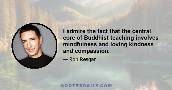 I admire the fact that the central core of Buddhist teaching involves mindfulness and loving kindness and compassion.