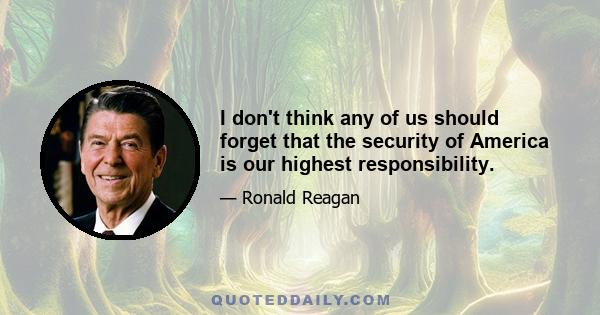 I don't think any of us should forget that the security of America is our highest responsibility.