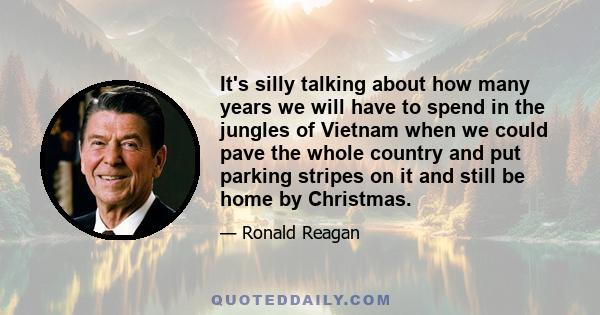 It's silly talking about how many years we will have to spend in the jungles of Vietnam when we could pave the whole country and put parking stripes on it and still be home by Christmas.