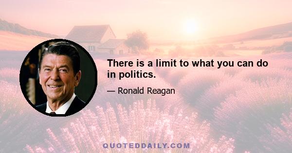 There is a limit to what you can do in politics.