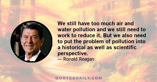 We still have too much air and water pollution and we still need to work to reduce it. But we also need to put the problem of pollution into a historical as well as scientific perspective.