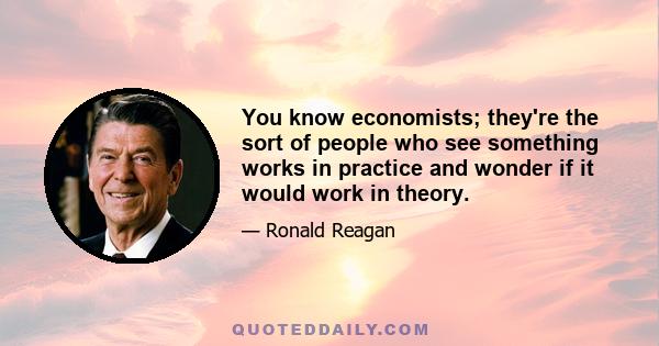 You know economists; they're the sort of people who see something works in practice and wonder if it would work in theory.