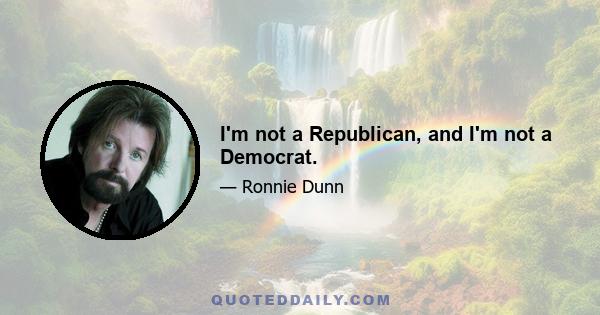 I'm not a Republican, and I'm not a Democrat.