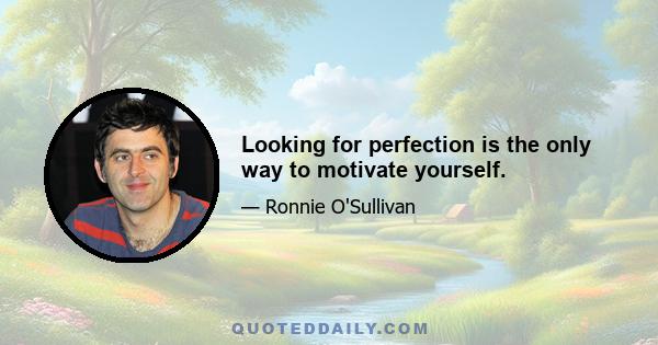 Looking for perfection is the only way to motivate yourself.