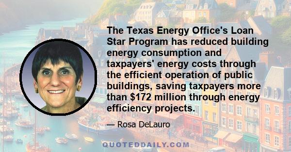 The Texas Energy Office's Loan Star Program has reduced building energy consumption and taxpayers' energy costs through the efficient operation of public buildings, saving taxpayers more than $172 million through energy 