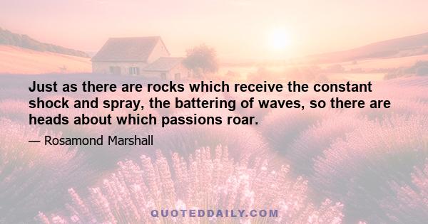 Just as there are rocks which receive the constant shock and spray, the battering of waves, so there are heads about which passions roar.