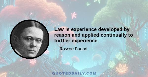 Law is experience developed by reason and applied continually to further experience.