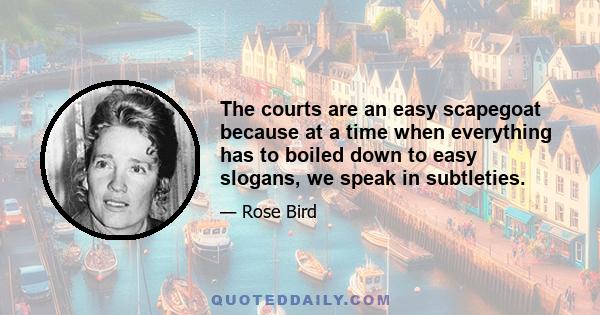 The courts are an easy scapegoat because at a time when everything has to boiled down to easy slogans, we speak in subtleties.