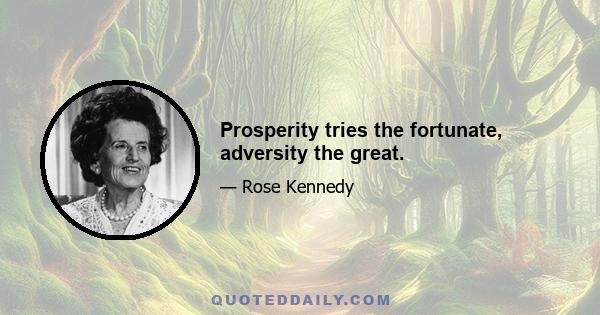 Prosperity tries the fortunate, adversity the great.