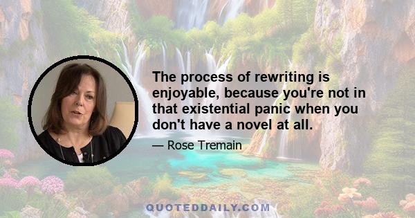 The process of rewriting is enjoyable, because you're not in that existential panic when you don't have a novel at all.