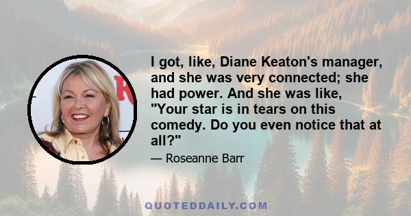 I got, like, Diane Keaton's manager, and she was very connected; she had power. And she was like, Your star is in tears on this comedy. Do you even notice that at all?