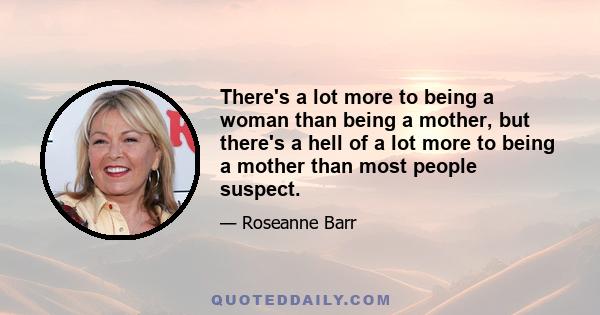 There's a lot more to being a woman than being a mother, but there's a hell of a lot more to being a mother than most people suspect.