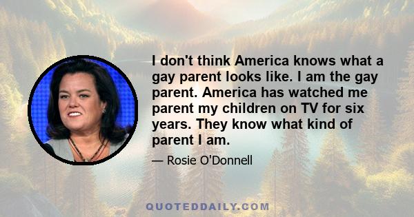 I don't think America knows what a gay parent looks like. I am the gay parent. America has watched me parent my children on TV for six years. They know what kind of parent I am.